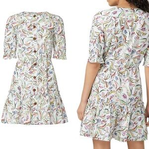 SALONI Billie C 100% Cotton Textured Tie Waist Summer Dress White Wildflower 4